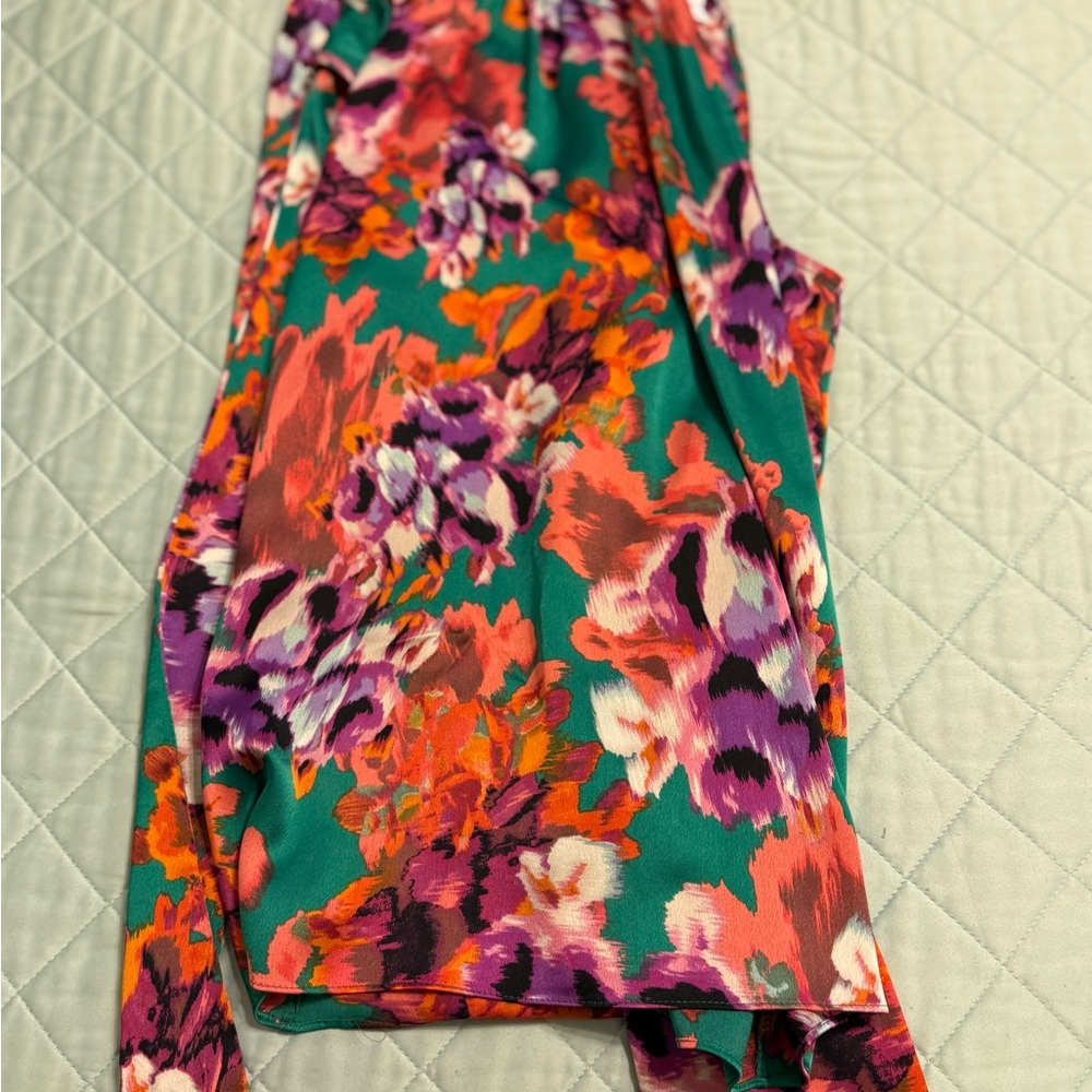 Misa Los Angeles Floral Blouse in Green and Purple